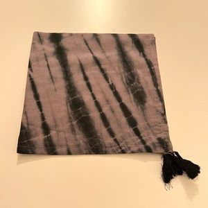 19” x 19” scarf gray charcoal black tassel ends